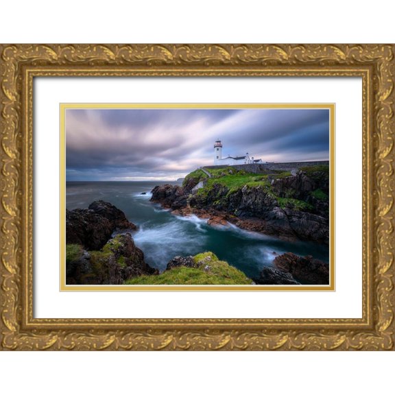 Gastager, Daniel 24x17 Gold Ornate Wood Framed with Double Matting Museum Art Print Titled - Fanad Head Lighthouse