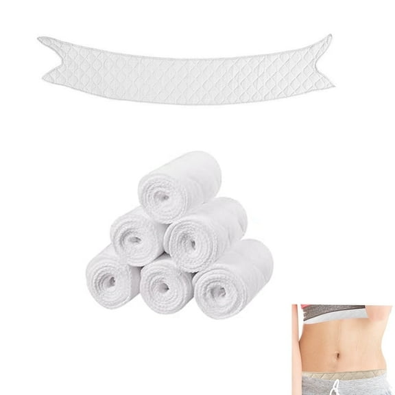 QZS Tummy Liners,6Pack Reusable White Thin Cotton Fabric Belly Sweat Liners,Brushed Cotton on Both Sides,Portable Belly Pad for Outdoor