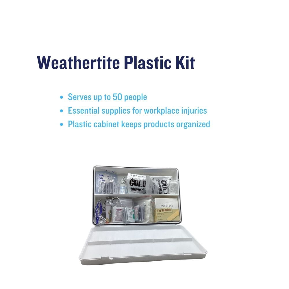 13" x 9" x 3" Plastic Cabinet First Aid Kit - Pre-stocked -1 Count (FAK50P)