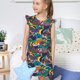thumbnail image 4 of Balery Colorful Carp Streamer Camisón de princesa para niñas, pijama de algodón con mangas abullonadas, suave y bonito.-Large, 4 of 6