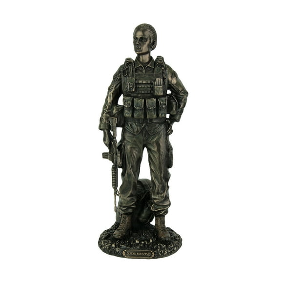 Defend and Serve Female Soldier Bronze Finish Statue
