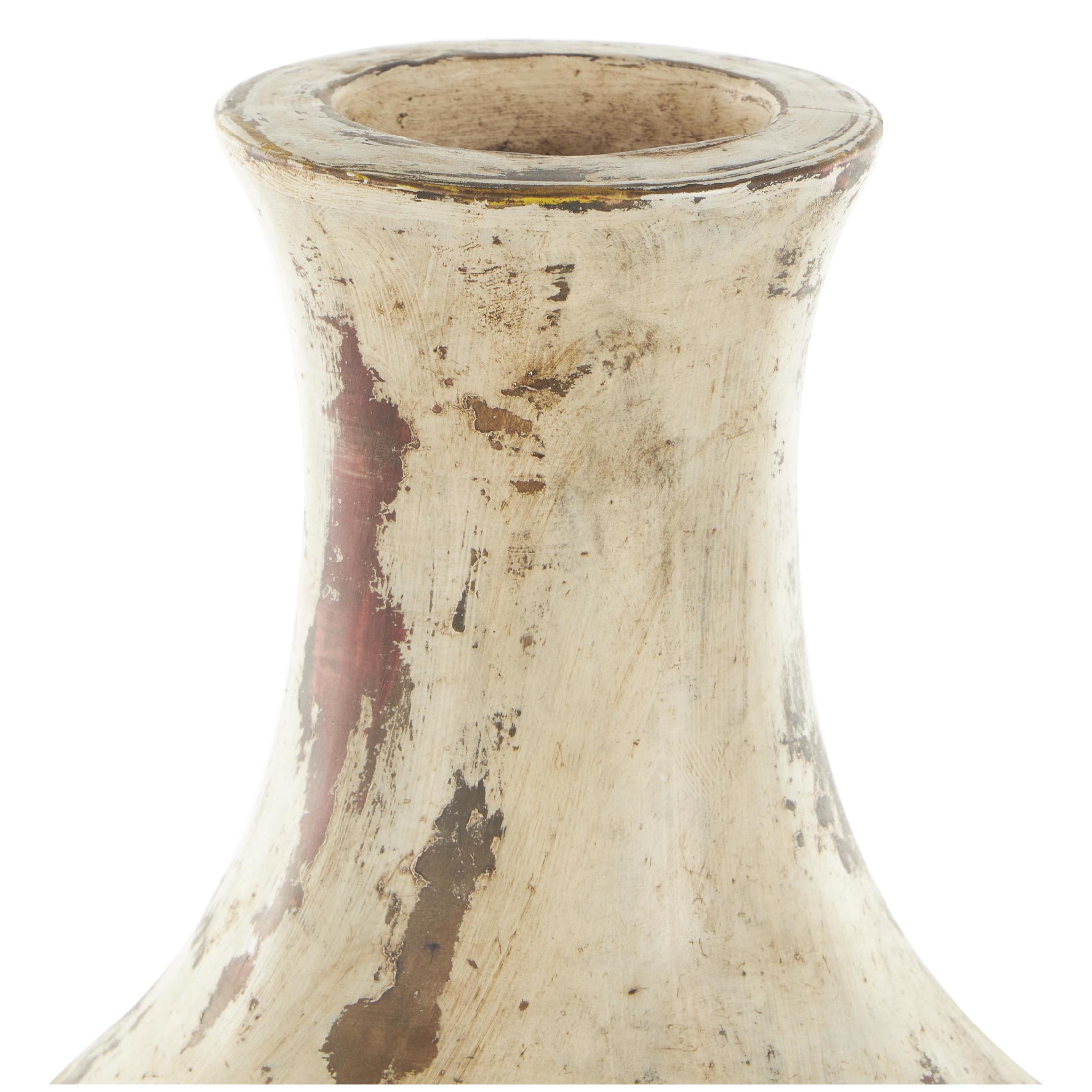 DecMode 20" Antique Style Distressed Brown Ceramic Vase