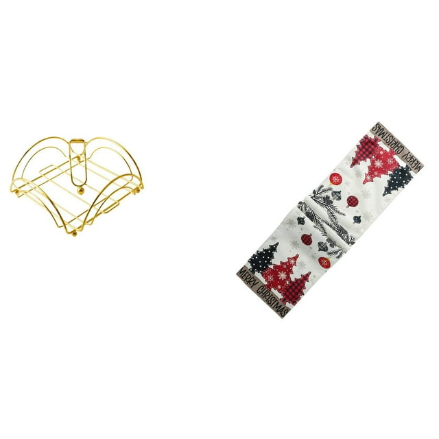Servilletero,Servilletero Soporte para pañuelos de papel de mesa,Dispensador de servilletas vertical con base de hierro,Camino de mesa navideño,Camino de mesa navideño de temporada para