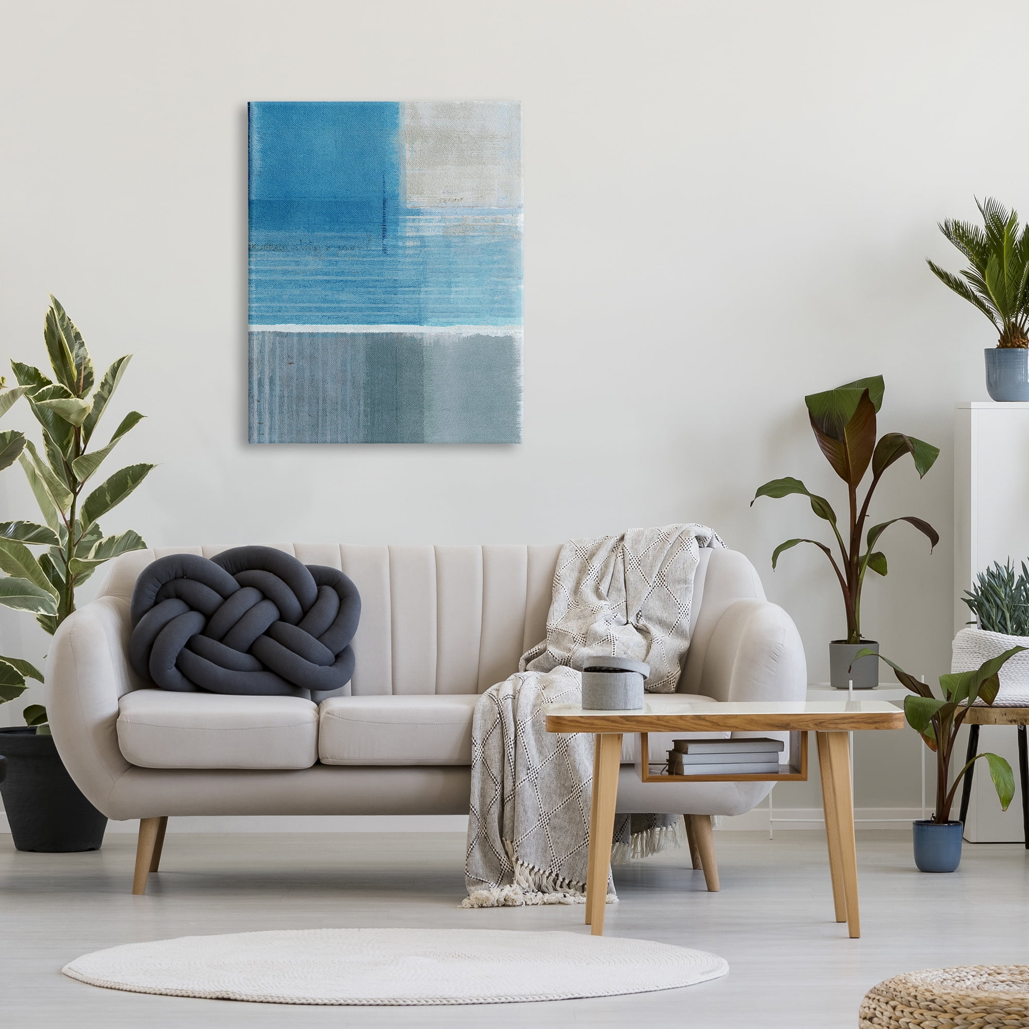 Stupell Industries Grey & Blue Painting Abstract Painting Gallery Wrapped Canvas Art Print Wall Art, 30 x 40