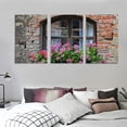 thumbnail image 3 of nygtbtfer  Square Canvas Wall Art with Wooden Framed Ready to Hang,Retro Landscape of Stone House with Flowers Modern Art Painting Pictures for Bedroom Kitchen Home Decor, 12x16x3pcs, 3 of 4