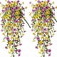 thumbnail image 1 of Cateissary Paquete de 4 flores artificiales colgantes, decoración, fáciles de usar, reutilizables, de ABS, para exteriores, jardines, paredes y Decoración del hogar Púrpura + Amarillo, 1 of 6