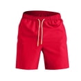 thumbnail image 6 of Mens Swim Trunks Men's Casual Color Beach Shorts Multi-Pocket Outdoor Swim Trunks with Drawstring Elastic Waist Quick-Dry 4 Inch Length Summer Pants for Vacation Travel Vermilion 3XL, 6 of 6