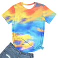 thumbnail image 5 of CHOK Hauts d'Été pour Femmes, T-Shirt Imprimé Teinture sur Nœuds à Col Rond et Manches Courtes, Tunique Décontractée pour Vacances, 5 of 5