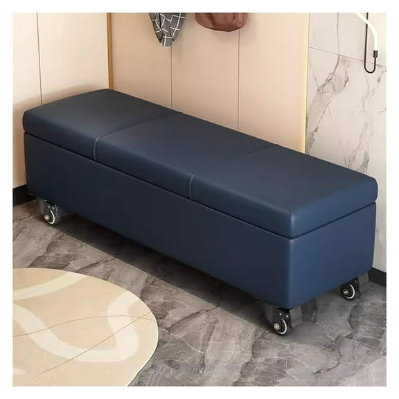 Movable Storage Faux Leather Ottoman,Entryway Bench Foot Rest with Wheels,End of Bed Bench,Shoe Seat Storage Ottoman for Living Room,Entryway