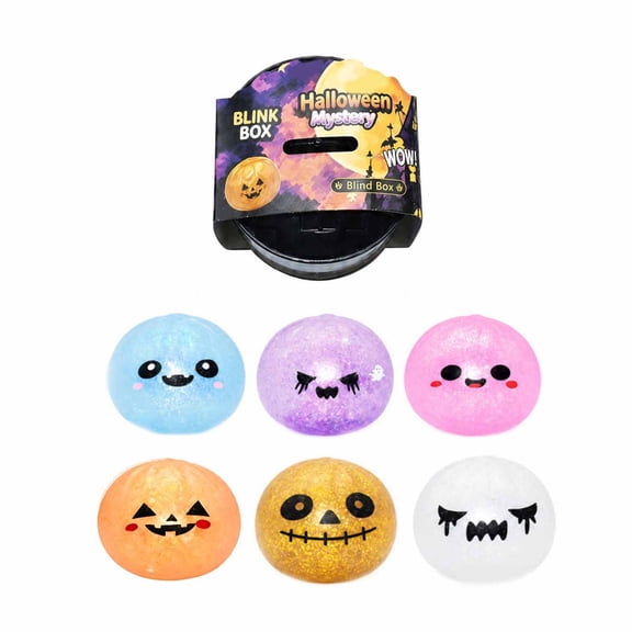 Halloween Mini Dumpling Squishy Mystery Box, Mystery Squishy Dumpling, Glitter Stress Relief Squeeze Balls with Steamer Box, Mystery Surprise Fidget Halloween Toys for Kids