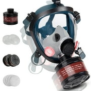 WAKYFLX Full Face Gas Mask, Gas Masks Survival Nuclear and Chemical, Reusable Respirator Mask with 40mm Activated Carbon Filter and P-A-1 Filter for Gases, Dust, Chemicals, Paint, Organic Vapor