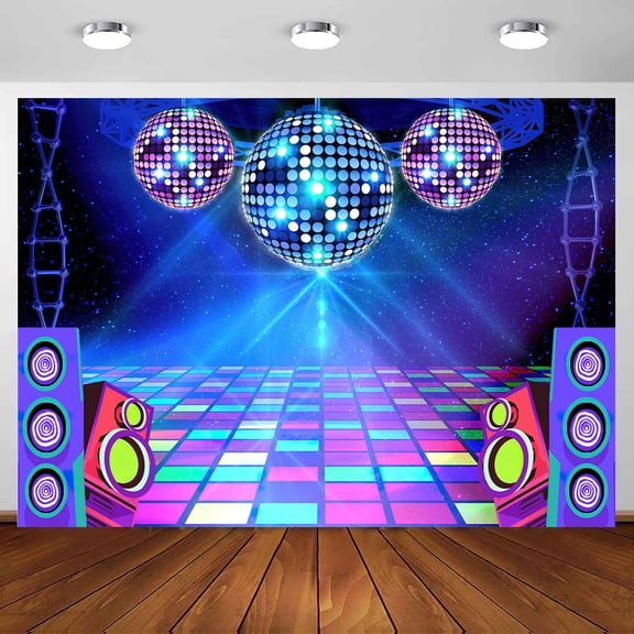 Disco Party Backdrop Retro 70s 80s 90s Theme Stage Dance Ball Music Birthday Party Decoration DJ Photography Background 7 x 5 ft for Baby Shower Picture Photo Shoot Polyester Fabric