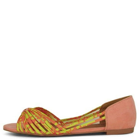 

Qupid Women s Palmer-122 Sandal Flats Salmon Pink Strappy Flat 6.5
