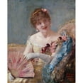 thumbnail image 2 of Henri Gervex 12x14 Black Ornate Wood Framed Double Matted Museum Art Print Titled: Woman with a Fan (Portrait De Rejane) (1879), 2 of 5