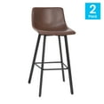 thumbnail image 5 of Merrick Lane Set of 2 Modern Chocolate Brown Faux Leather Upholstered Bar Stools with Contoured, Low Back Bucket Seats and Iron Frames, 5 of 13
