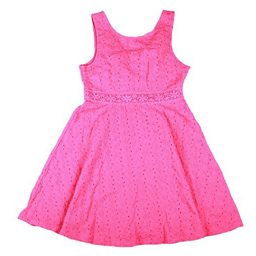 GUESS - Guess Big Girls Sleeveless Cotton Eyelet Dress (10, Dark Pink ...