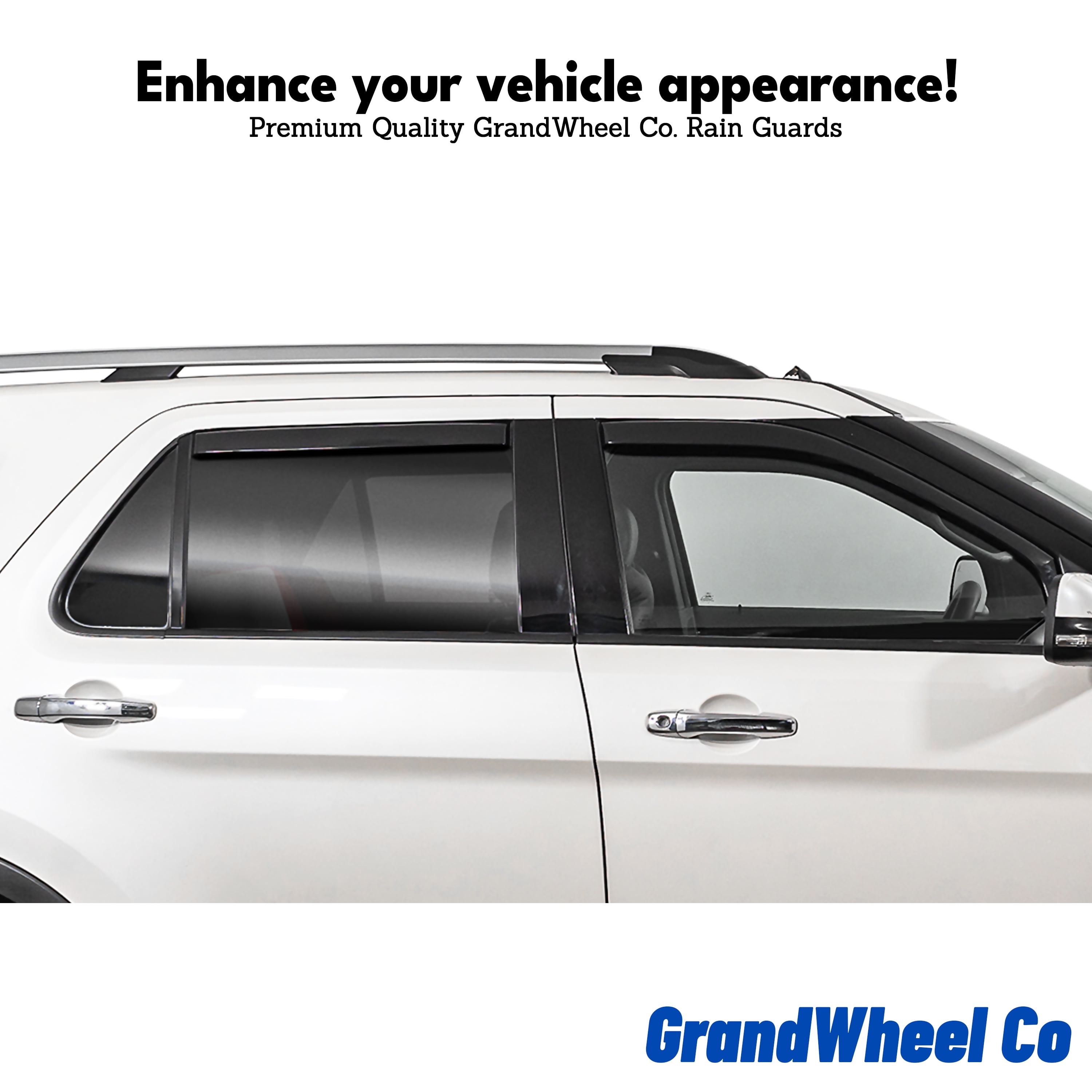 GrandWheel Co Smoke Tinted In-channel Side Window Vent Visor Deflectors Rain Guards Compatible with Chevrolet (Chevy) Silverado/GMC Sierra 2007-2013 Regular Cab - 2 pcs. GW0901
