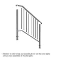 thumbnail image 2 of Outdoor Handrail, 3 Step Stair Handrail, Fits 3 or 4 Steps, Wrought Mattle Iron Stair Railing with Curved End and Balusters for Concrete Step, Porch Steps, One-Step Assembly, Black, 2 of 7