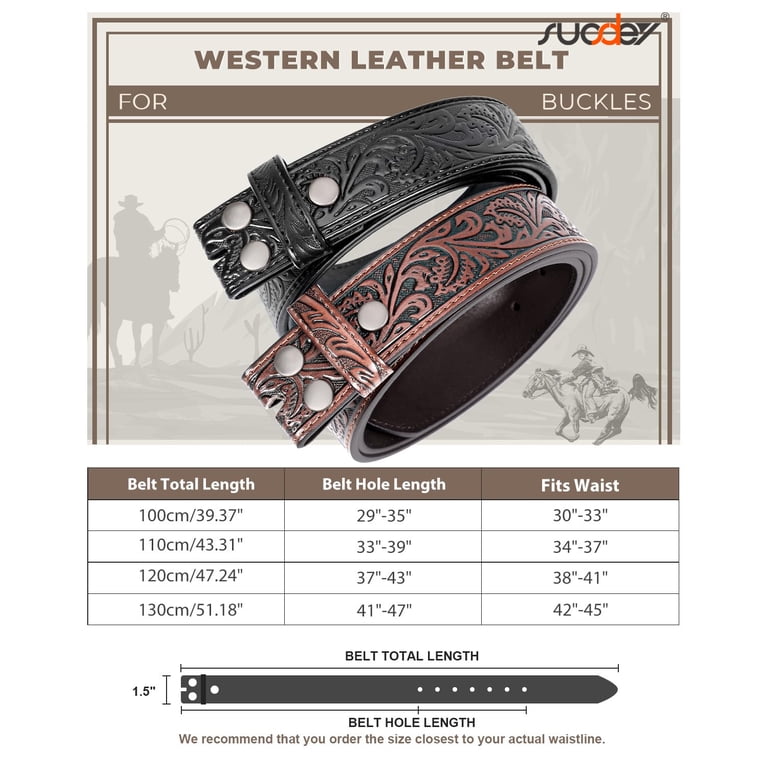 SUOSDEY Western Belt Strap for Men Women,Cowboy Cowgirl  display picture 2