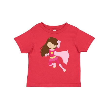 

Inktastic Superhero Girl Cute Girl Brown Hair Pink Cape Gift Toddler Toddler Girl T-Shirt