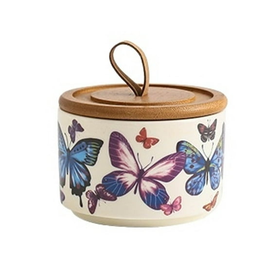 Ceramic sugar bowl, 220ml spice jar, airtight ceramic container with bamboo lid, sugar container, kitchen storage container, for tea, coffee beans, sugar, nuts