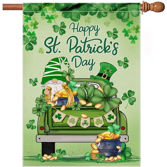 St Patricks Day Flag 28 x 40 Double Sided, Happy St Patricks Day House Flag, St Patricks Day Flags for Outdoor, Large St Patricks Day Flag, Holiday Seasonal Yard Decorations