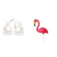 thumbnail image 1 of Elegante figura de cisne y flamenco de cerámica, ideal para decorar estanterías, armarios y jardines. Adorno navideño de primavera., 1 of 8