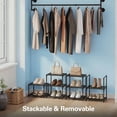 thumbnail image 5 of 10 Tier Narrow Metal Shoes Rack, Bug Hull Slim Stackable Shoes Shelf with Hooks, Shoe Tower for 10-12 Pairs Shoe and Boots Organizer, Black, 5 of 9