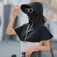 thumbnail image 2 of Unisex UV Protection Sun Hood Hat with Zipper, Full Face Neck Shoulder Cover Breathable Solid Color Sun Cap for Cycling Driving Hiking Spring Summer Black Free Size, 2 of 5