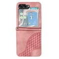thumbnail image 4 of Allytech Slim PU Leather Case for Galaxy Z Flip 5, 3D Geometric Lattice Luxury Slim Fit Soft Shell Bumper Shockproof Cell Phone Case Cover for Samsung Galaxy Z Flip 5, Pink, 4 of 5