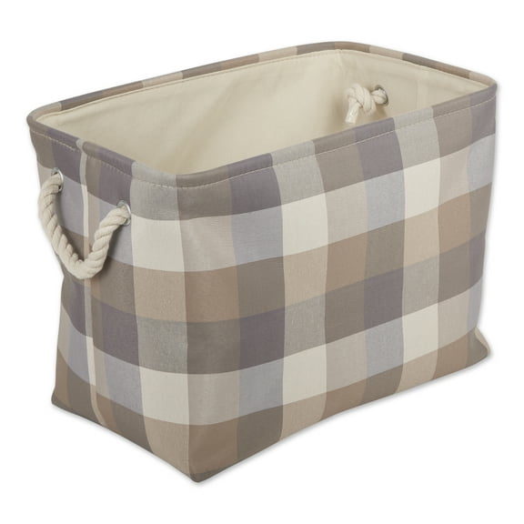 Contemporary Home Living Medium Rectangular Checkered Storage Bin - 16" - Brown and Gray