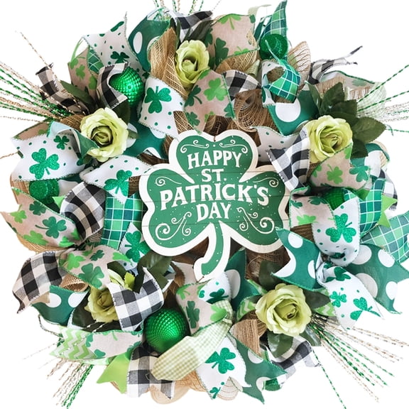 Idyllic Wreath Shamrock Mesh St. Patrick's Day Green 22 Inch