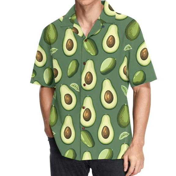 joogoo Men's Hawaiian Shirt Avocado Fruit Short Sleeve Casual Button Down Shirts M