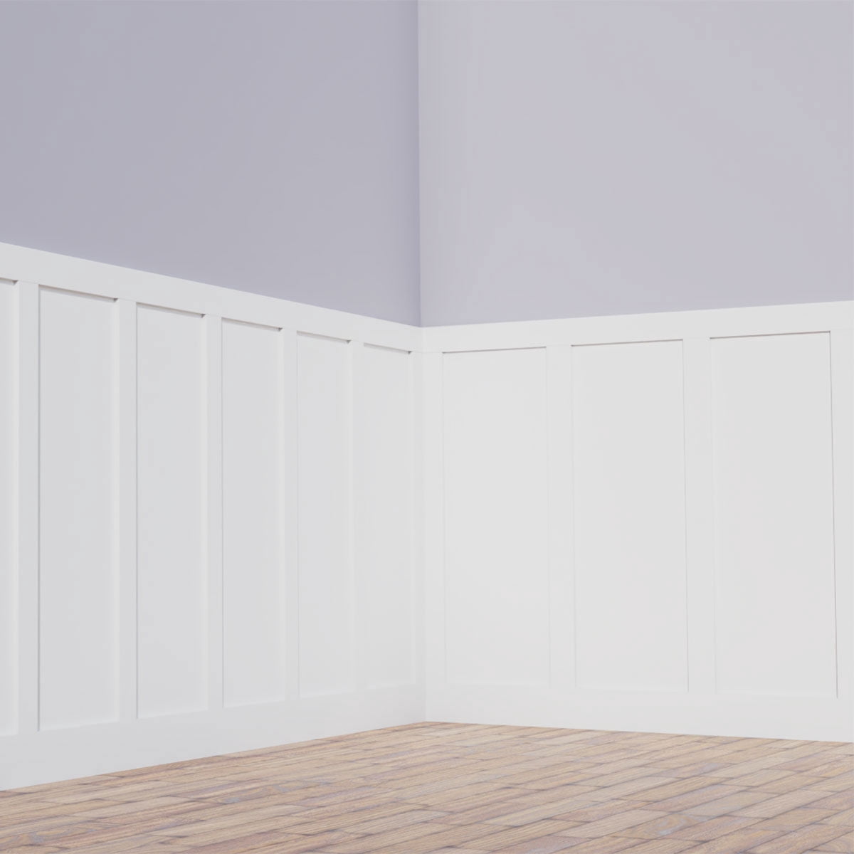 56" Height with 12" to 15" Wide Adjustable Wall Panels, Classic Shaker 8' PVC Wainscoting Kit, (for heights up to 56"H)
