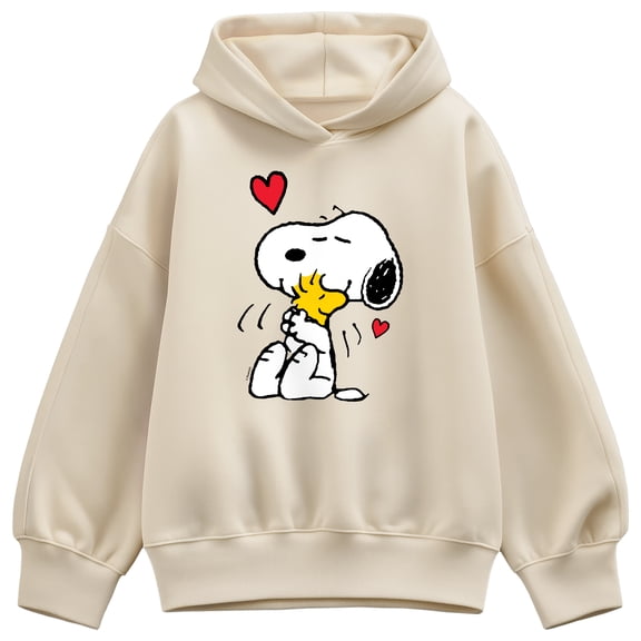 Peanuts - Snoopy Woodstock Heart - Women's Oversized Fleece Hoodie Sweatshirt