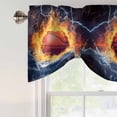 thumbnail image 5 of Tie Up Valances for Windows, Basketball Adjustable Valance Curtains Window Treatment for Living Room/Bedroom Windows, Blue Red Splashing Water Fire Rod Pocket Kitchen Curtains & Drapes 42x18 Inch, 5 of 9