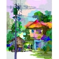 thumbnail image 2 of Pansanit, Surapol 26x32 Gold Ornate Wood Framed with Double Matting Museum Art Print Titled - Country House, 2 of 4