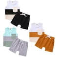 thumbnail image 5 of GYRATEDREAM Toddler Baby Boy Summer Shorts Set Sleeveless Patchwork Camisole Tank Top Vest and Jogger Shorts Outfit 2Pcs for 4-5Y, 5 of 5