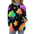 thumbnail image 4 of Colorful Clouds And Rainbows Pattern Men's Women Vintage 3D Hooded Sweatshirt - All-Season Loose Fit Streetwear, 4 of 6