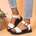 thumbnail image 4 of IUJSOY Flat Sandals for Women Open Toe Comfortable Footbed Platform Slingback Summer Walking Shoes, 4 of 9