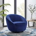 thumbnail image 2 of Armchair Swivel Accent Chair, Black Blue Navy, Velvet, Modern Contemporary, Living Lounge Cafe Room Hotel Lobby Hospitality, 2 of 7