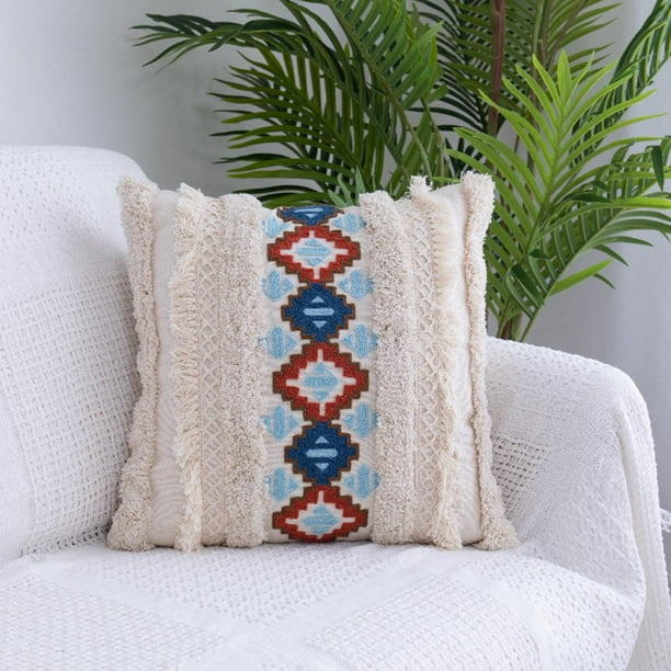 Funda de cojín decorativa Macarena con borlas para Sofá Silla Sofá Dormitorio 45x45cm