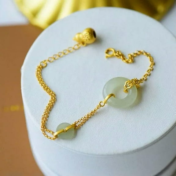 K-KED Green Jade Gourd Bracelets Bangle Natural Bangles Delicate Jewelry 925 Silver Chalcedony-default