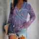 thumbnail image 2 of Camiseta de manga larga estampada convencional con cuello en V informal para mujer a la moda Fridja  FKASFK3582, 2 of 4