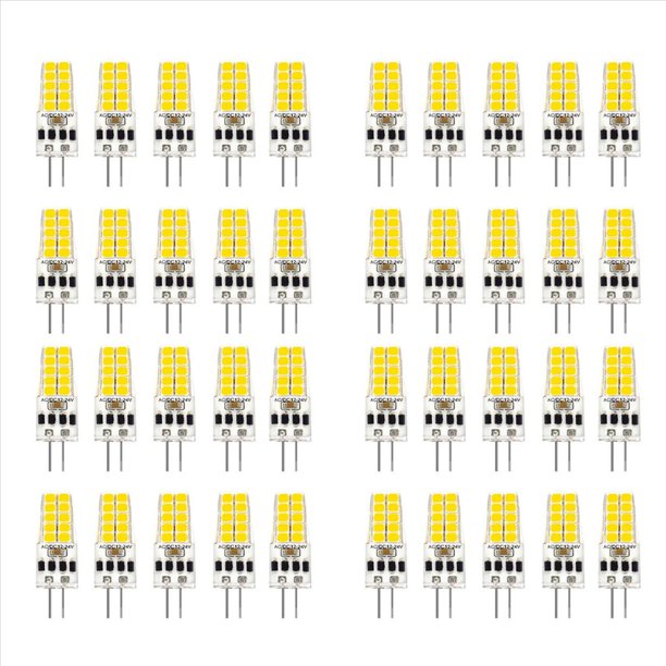 40 Piezas G4 Bombilla LED AC / DC12V-24V 3W LED G4 Luz 20LED 360 ÁNgulo de Haz de Luz 2835SMD Reemplazo de LáMpara HalóGena de 30W, FríO
