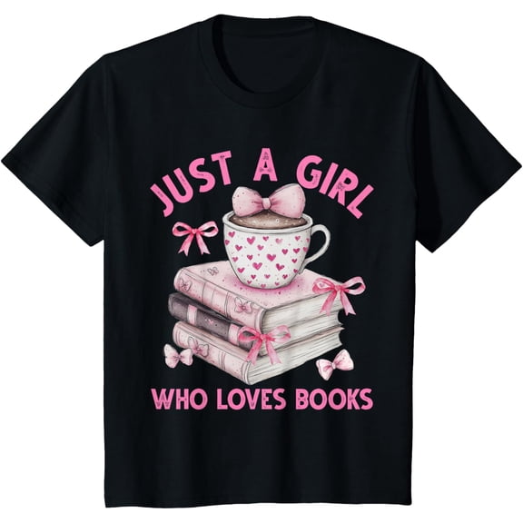 Vintage Funny Bookworm Librarian Just a Girl Who Loves Books T-ShirtMen's and women's gift, black and white T-shirt, size: Extra large S-4XL