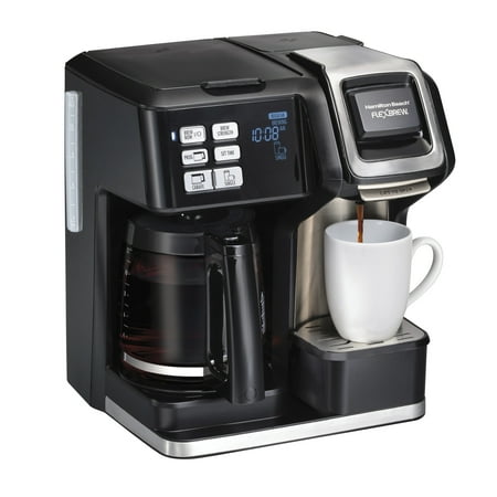Hamilton Beach FlexBrew Coffee Maker, K Cup Pod Compatible Single Serve Coffee Maker & 12-Cup Coffee Pot, Black