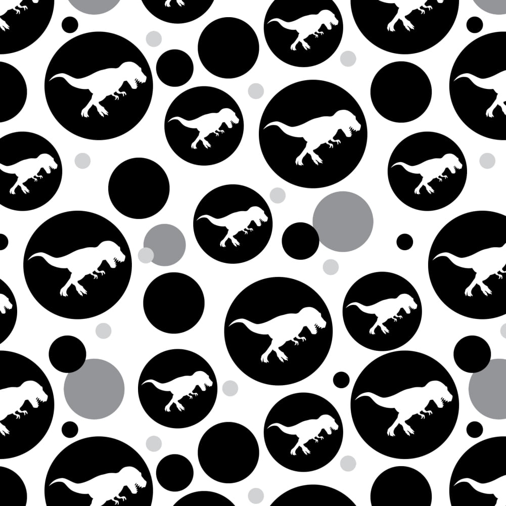 Dinosaur Tyrannosaurus Rex Black White Premium Gift Wrap Wrapping Paper Roll
