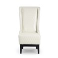 thumbnail image 5 of Miniyam 22" Wide Wing Back Accent Side Chair, PU Wingback Contemporary Leisure Chairs, Armchair for Living Room or Bedroom with Wooden Legs, White, 5 of 11