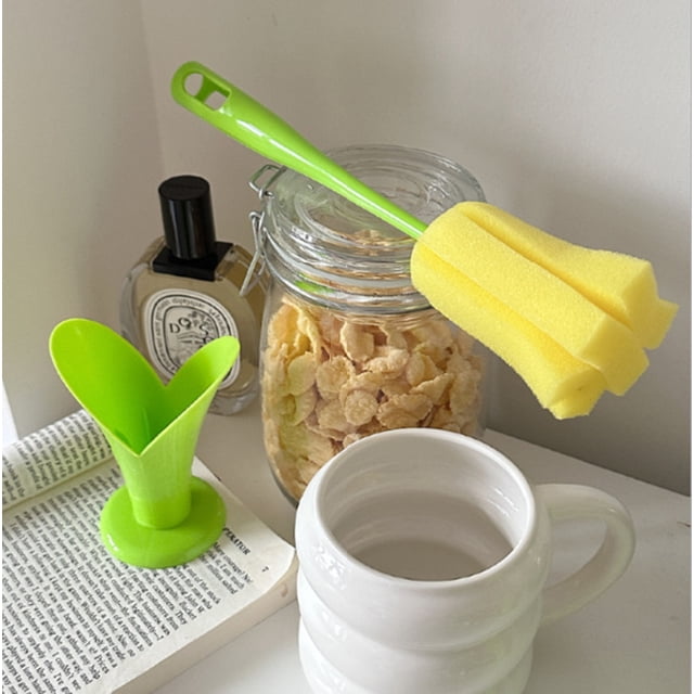 Cepillo Limpiador de Vasos con Mango Largo y Esponja Desmontable: Herramienta Eficaz para Limpiar Vasos de Agua En El Hogar, Ideal para Manchas Difíciles | Mango Ergonómico
